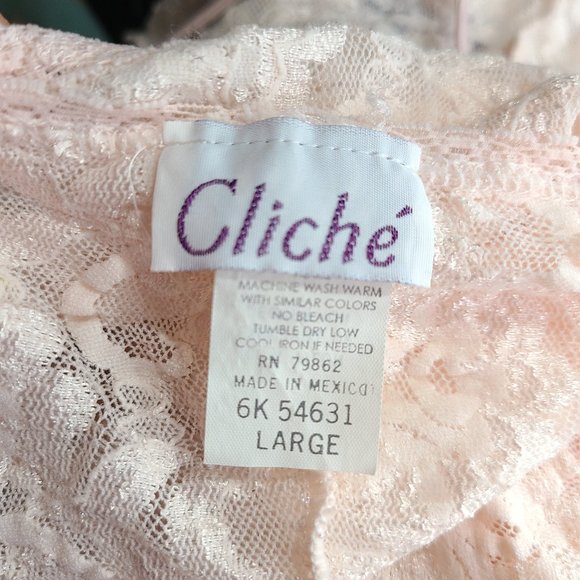 Vintage Cliche Blush Pink Lace Sheer Lace Camisole Lingerie Slip Dress - Picture 7 of 7